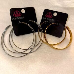 Silver and Gold Tone Large Hoop Earrings